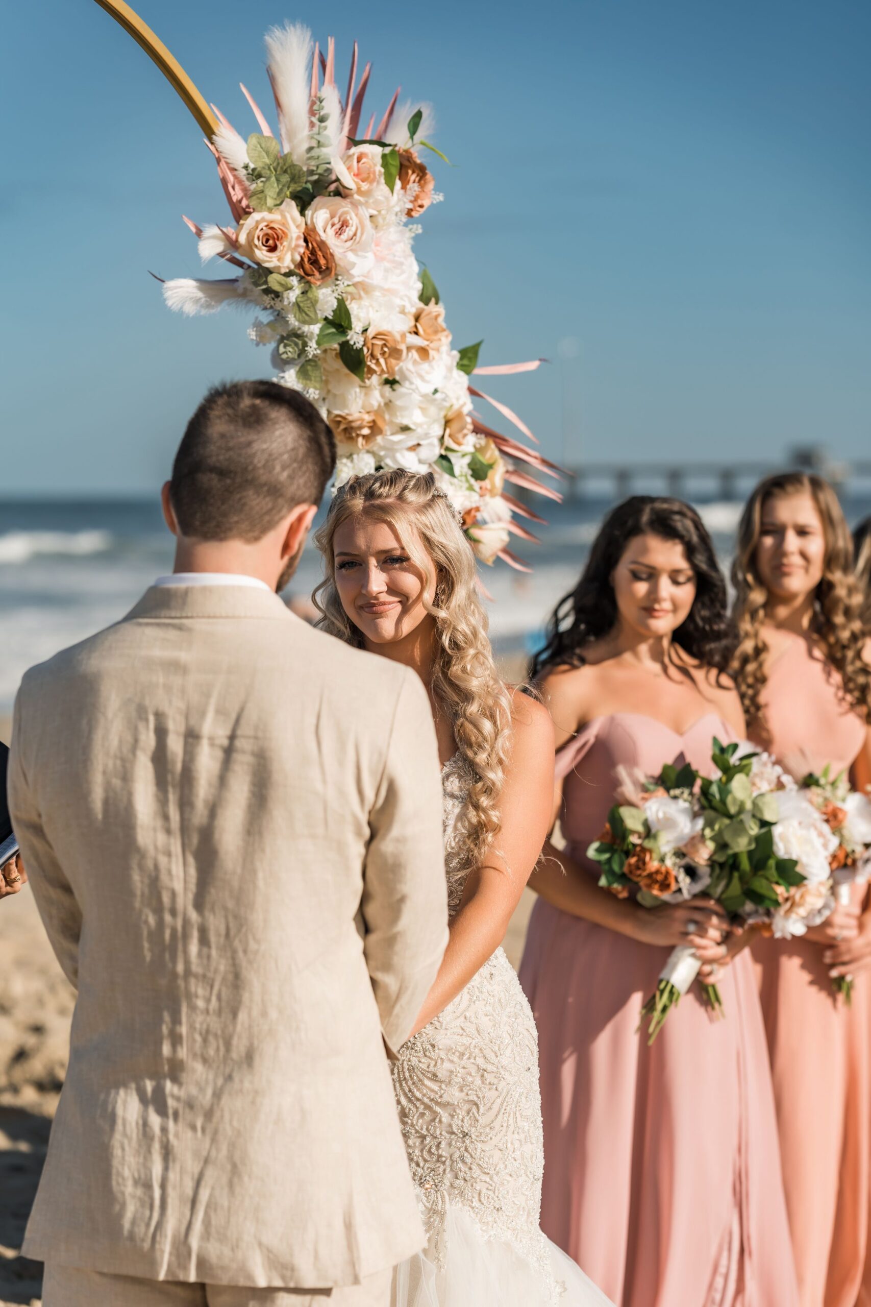 dusty pink elegant nags head beach wedding18